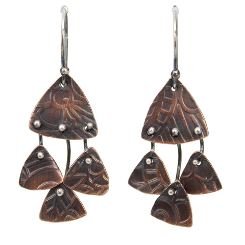 Copper and Sterling Silver Kinetic Dangle Earrings