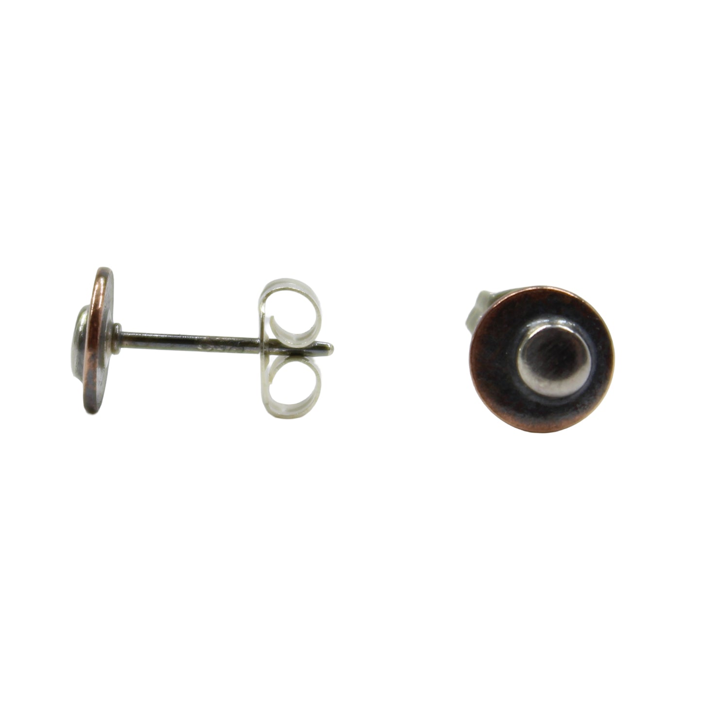 Copper and Sterling Silver Stud Earrings