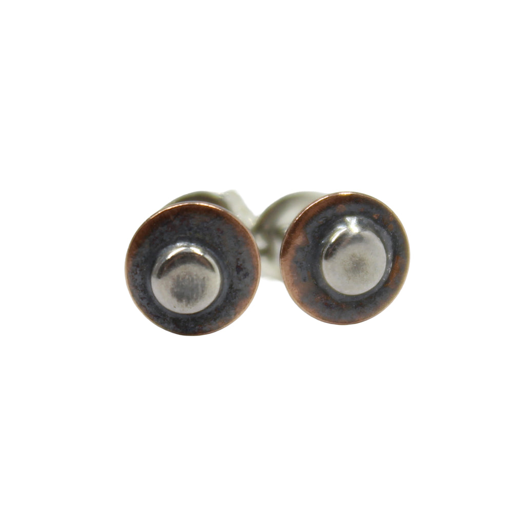 Copper and Sterling Silver Stud Earrings