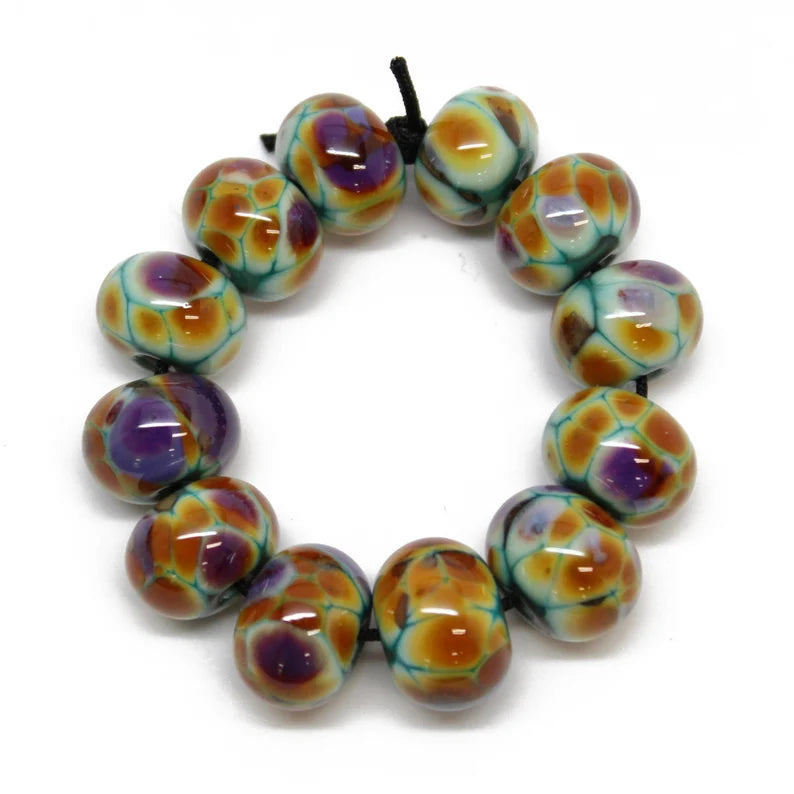 Copper Green Purple Gold Lampwork Beads for Jewelry Design