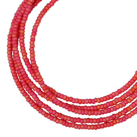 Coral Rainbow Seed Bead Necklace, Thin 1.5mm Single Strand Beaded Necklace