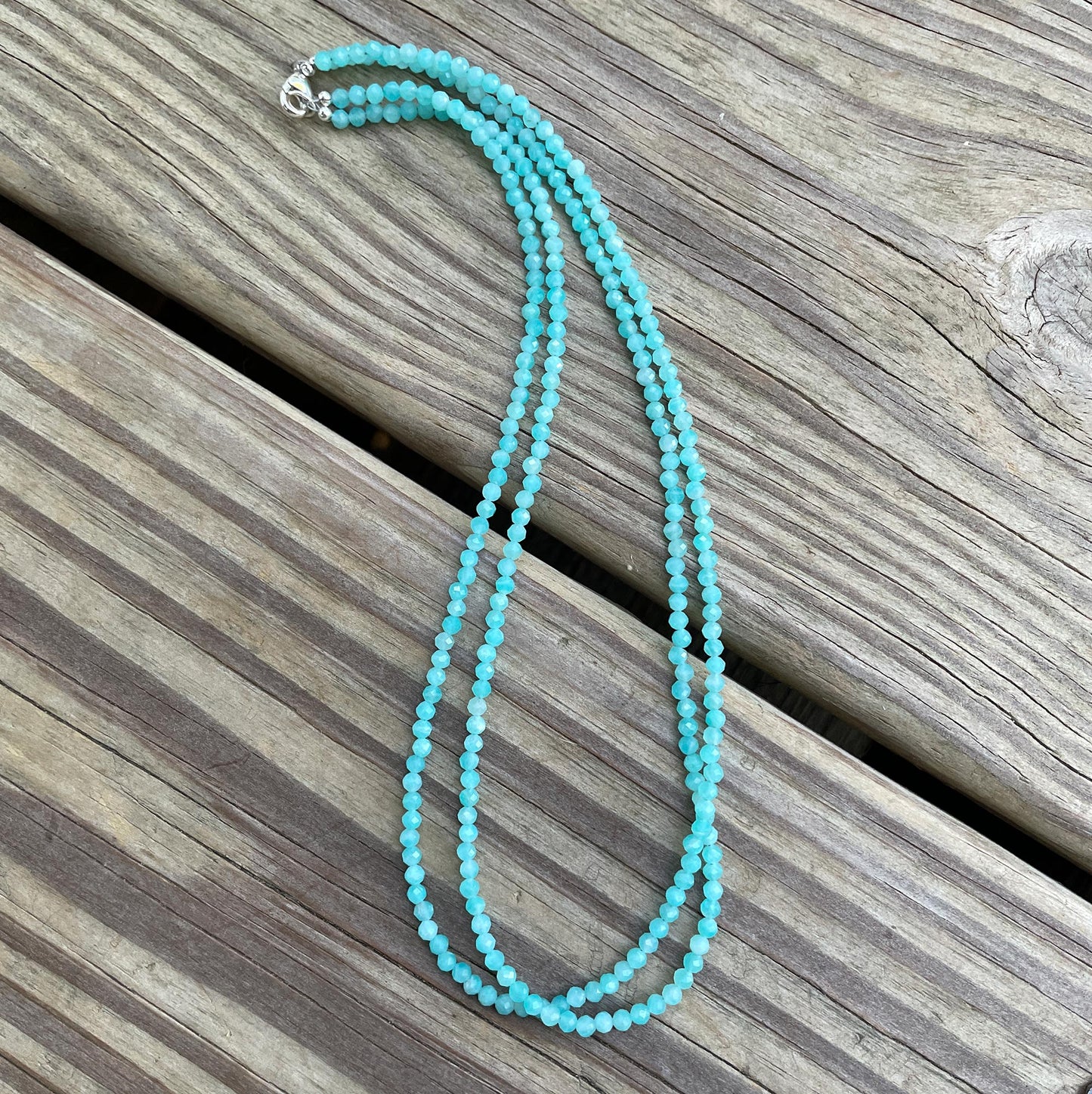 Double Strand Amazonite Necklace, 17" Long