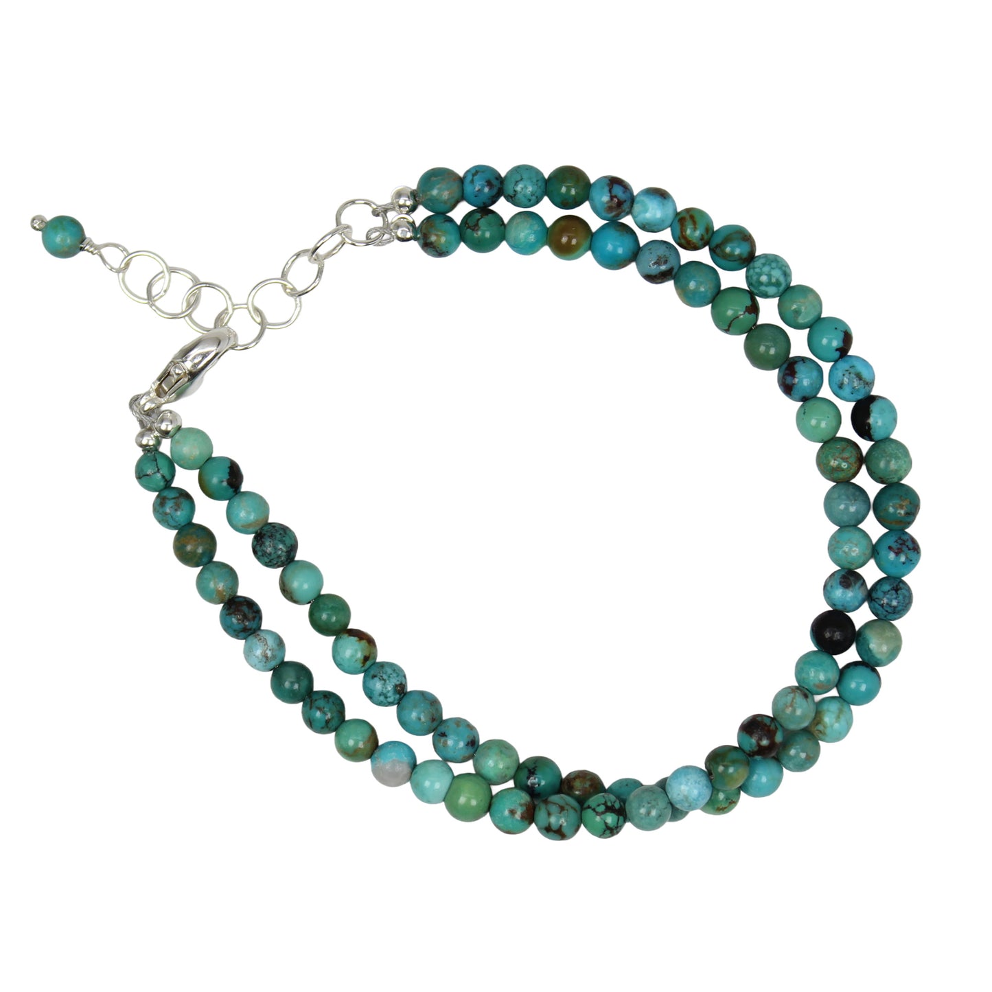 Double Strand Turquoise Bracelet in Sterling Silver