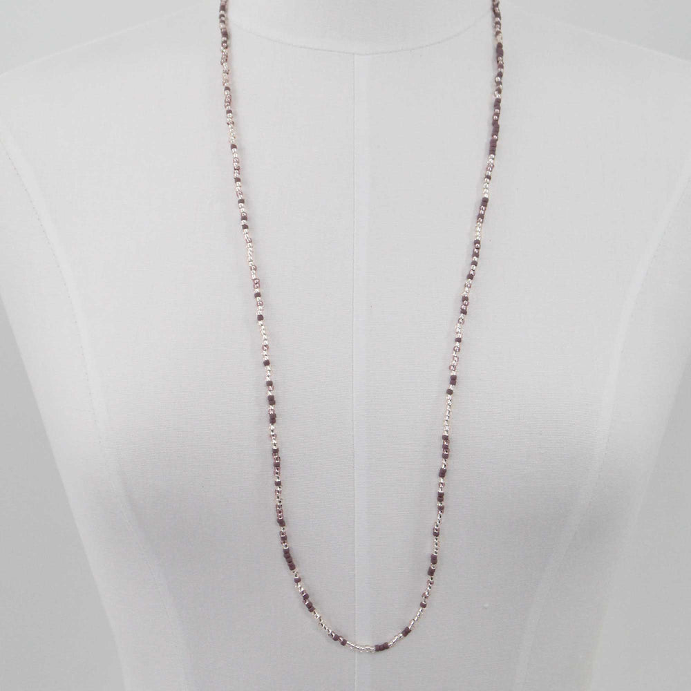 
                      
                        Dusty Rose Seed Bead Necklace, Thin 2mm Single Strand
                      
                    