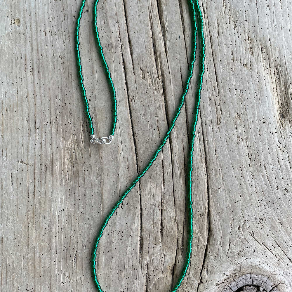 
                      
                        Emerald Green Seed Bead Necklace
                      
                    