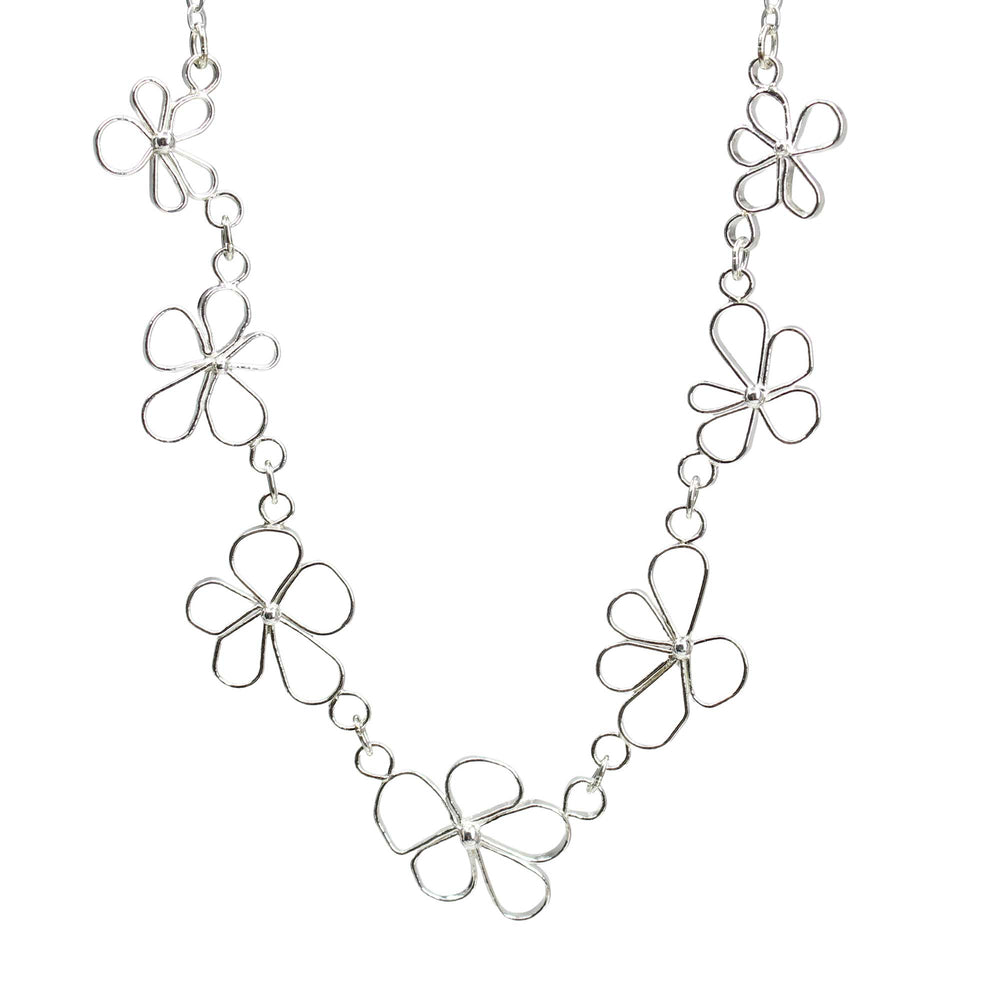 Petals in the Wind Necklace - Delicate Sterling Silver Flower Necklace