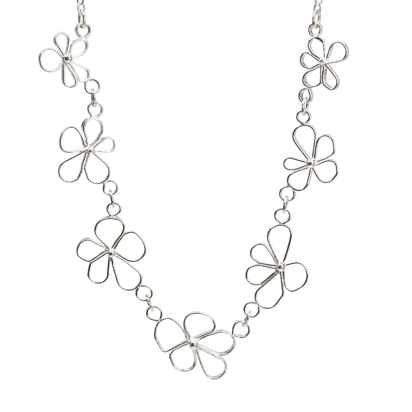 Petals in the Wind Necklace - Delicate Sterling Silver Flower Necklace