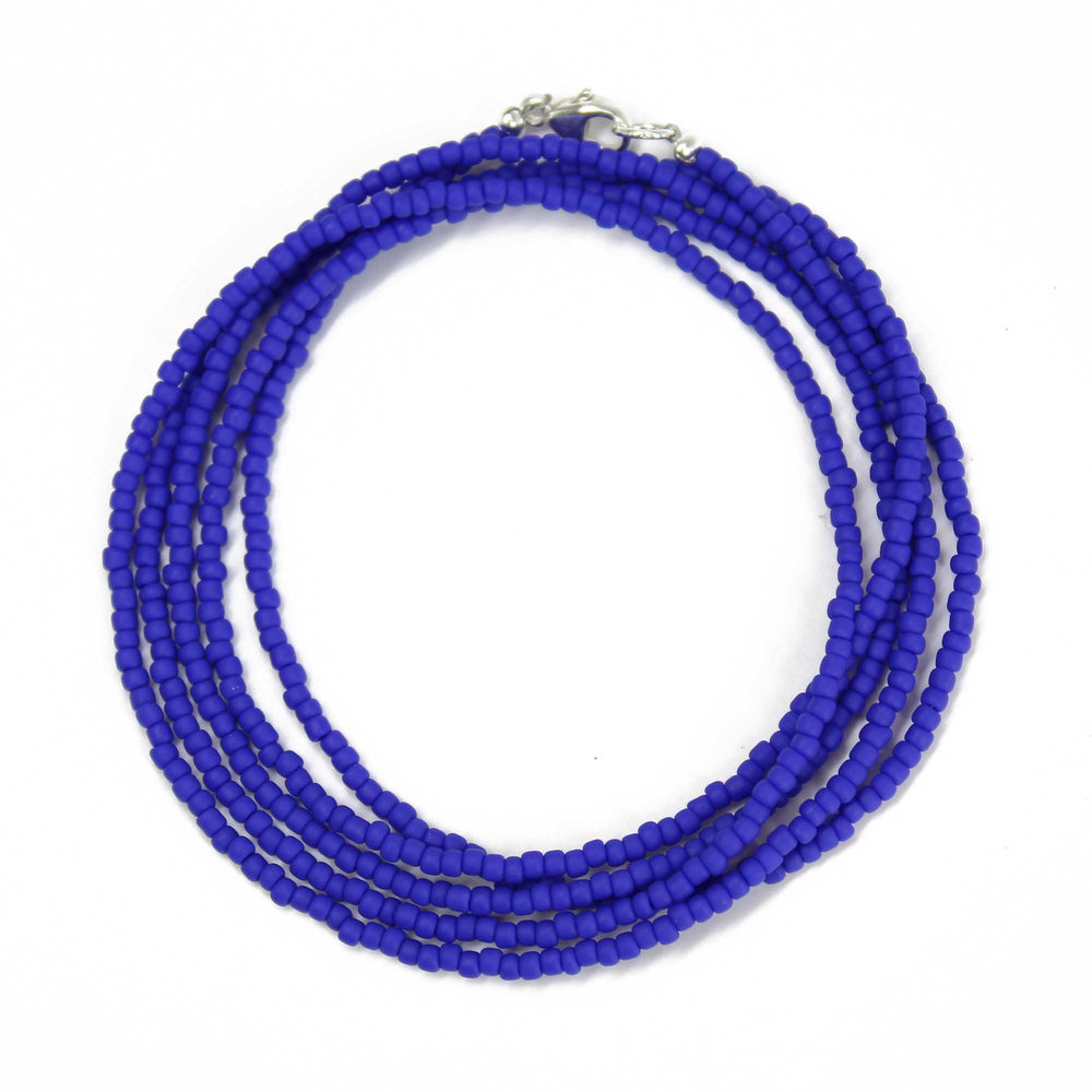 
                      
                        Frosted Navy Blue Seed Bead Necklace, Thin 1.5mm Single Strand
                      
                    