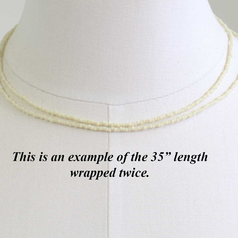 
                      
                        Frosted Light Beige Seed Bead Necklace, Thin 1.5mm Single Strand
                      
                    