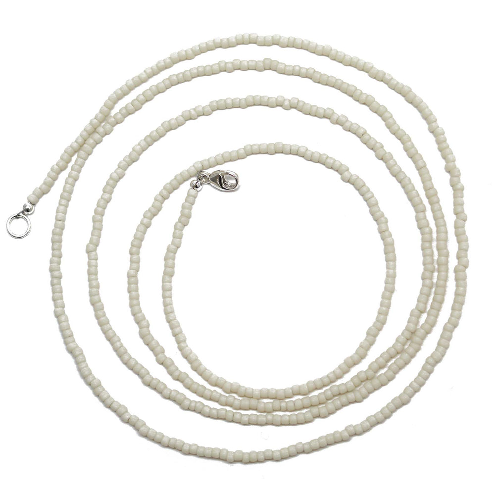 
                      
                        Frosted Light Beige Seed Bead Necklace, Thin 1.5mm Single Strand
                      
                    