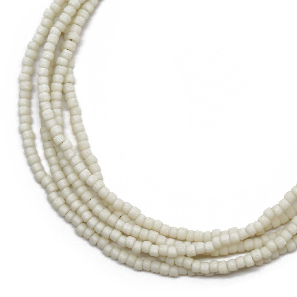 
                      
                        Frosted Light Beige Seed Bead Necklace, Thin 1.5mm Single Strand
                      
                    