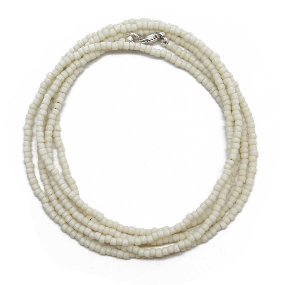 
                      
                        Frosted Light Beige Seed Bead Necklace, Thin 1.5mm Single Strand
                      
                    