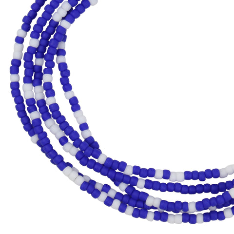 Frosted Navy Blue and White Seed Bead Necklace