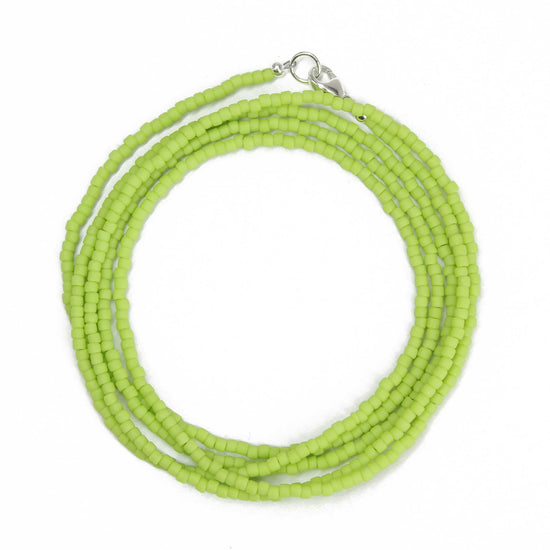 Frosted Sour Apple Green Seed Bead Necklace