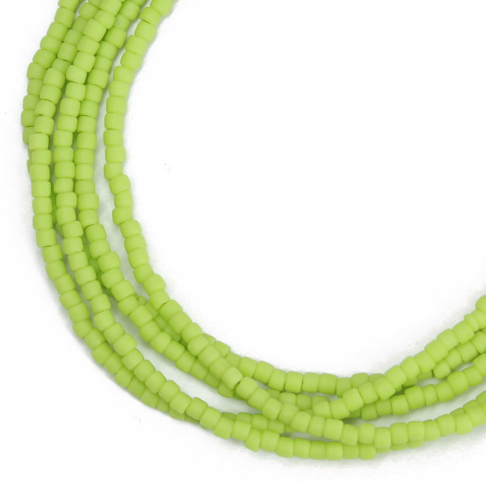 Frosted Sour Apple Green Seed Bead Necklace