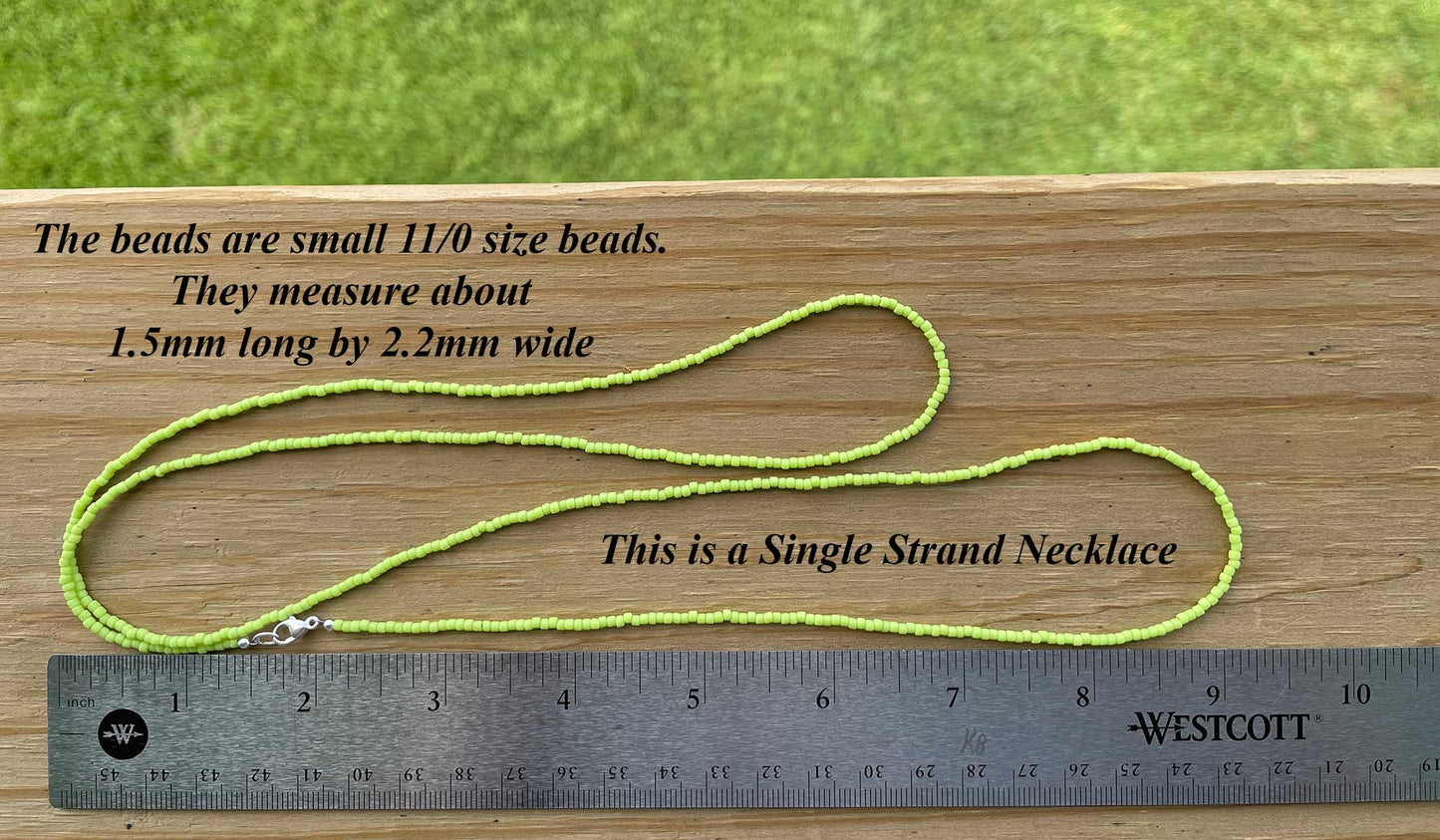 Frosted Sour Apple Green Seed Bead Necklace