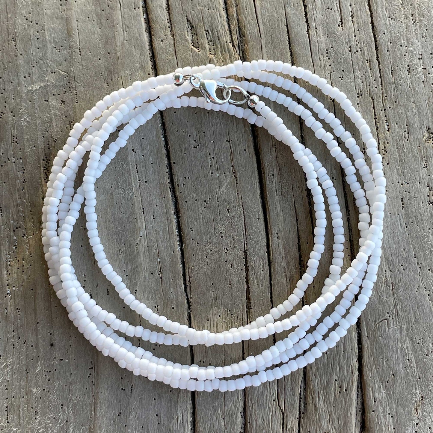 Frosted Matte White Seed Bead Necklace