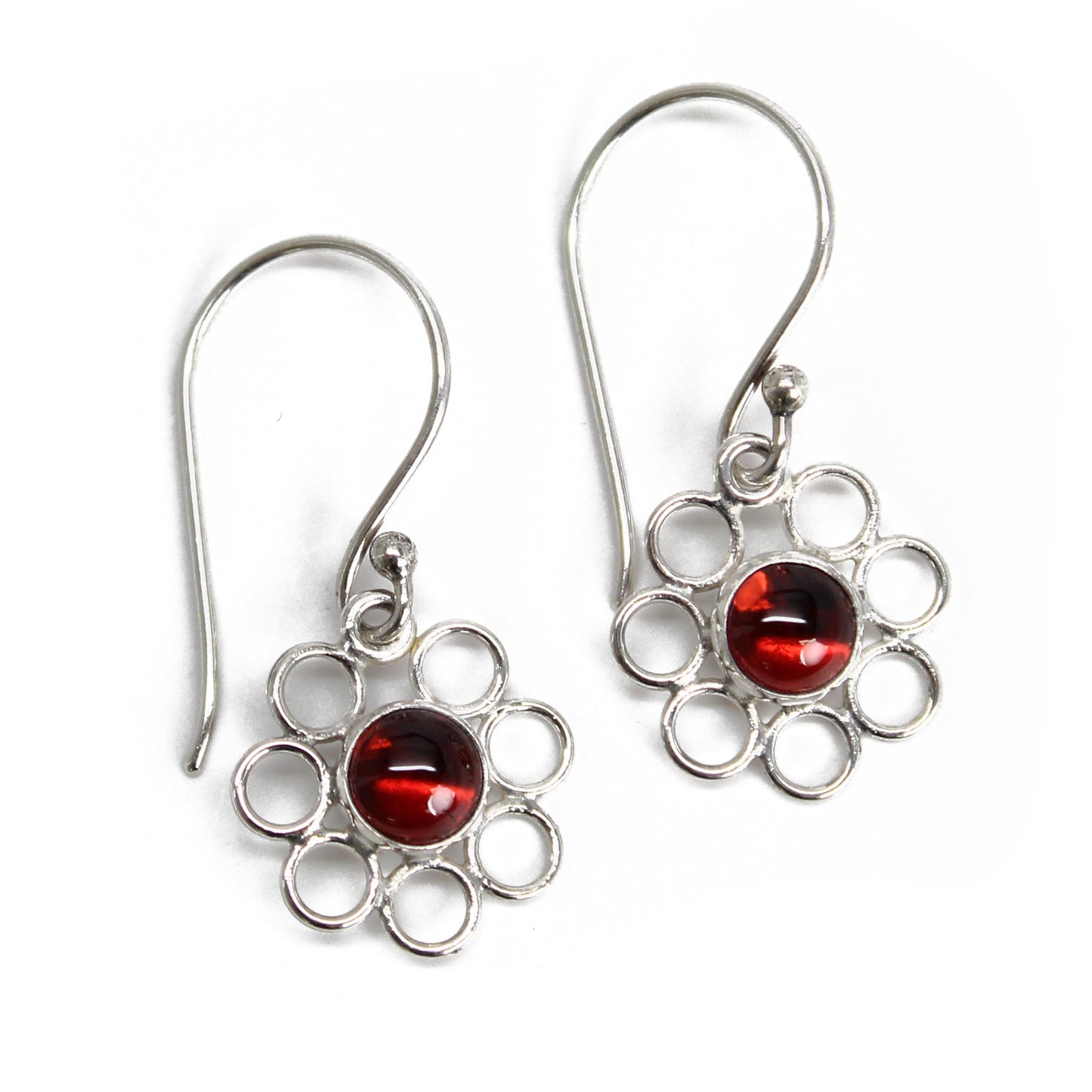 Load image into Gallery viewer, Garnet and Sterling Silver Filigree Earrings
