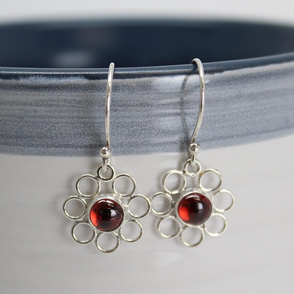 
                      
                        Garnet and Sterling Silver Filigree Earrings
                      
                    