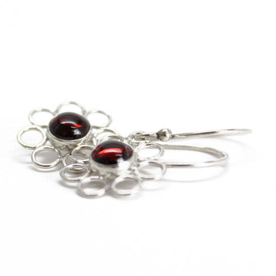 Load image into Gallery viewer, Garnet and Sterling Silver Filigree Earrings
