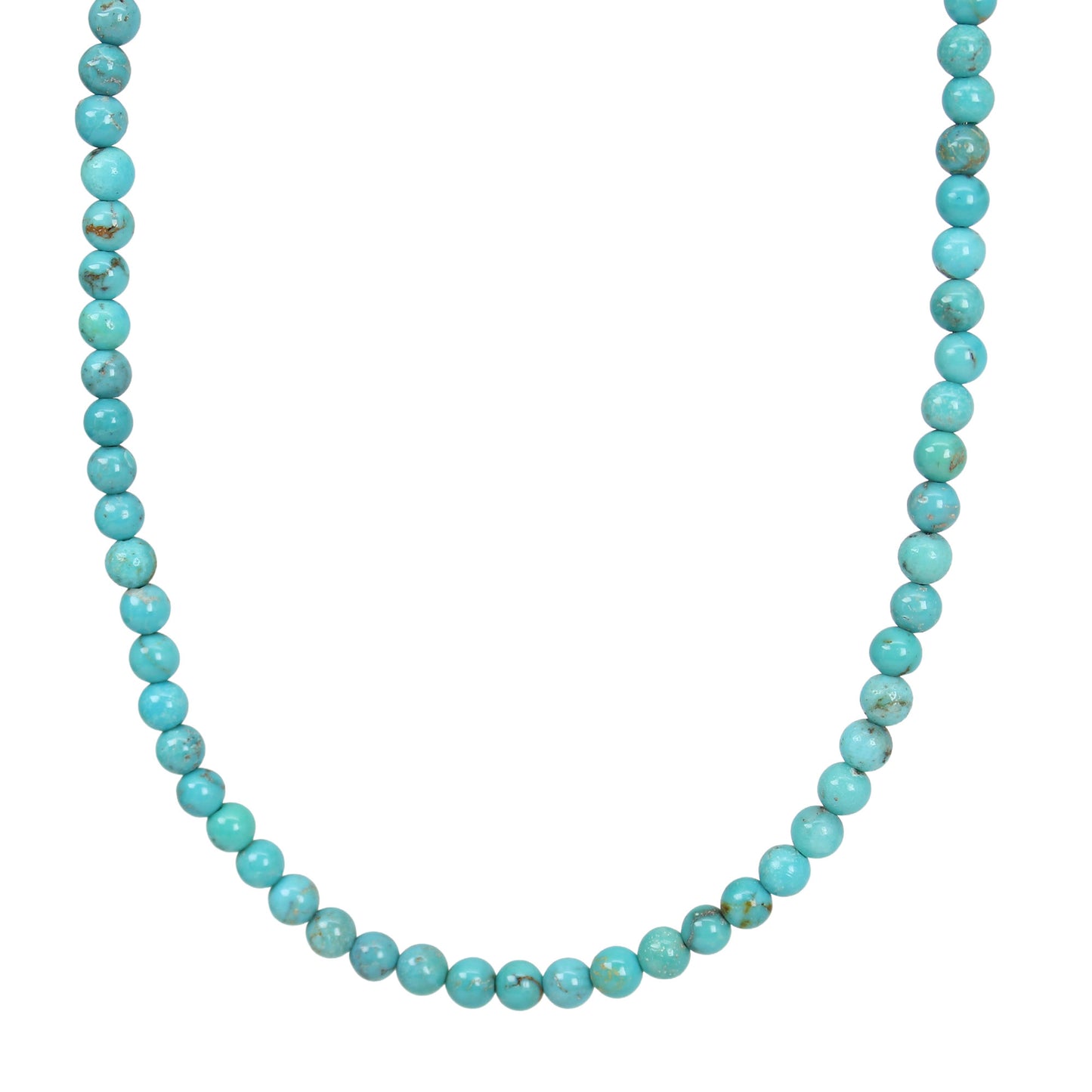 Genuine 4mm Blue Turquoise Bead Necklace