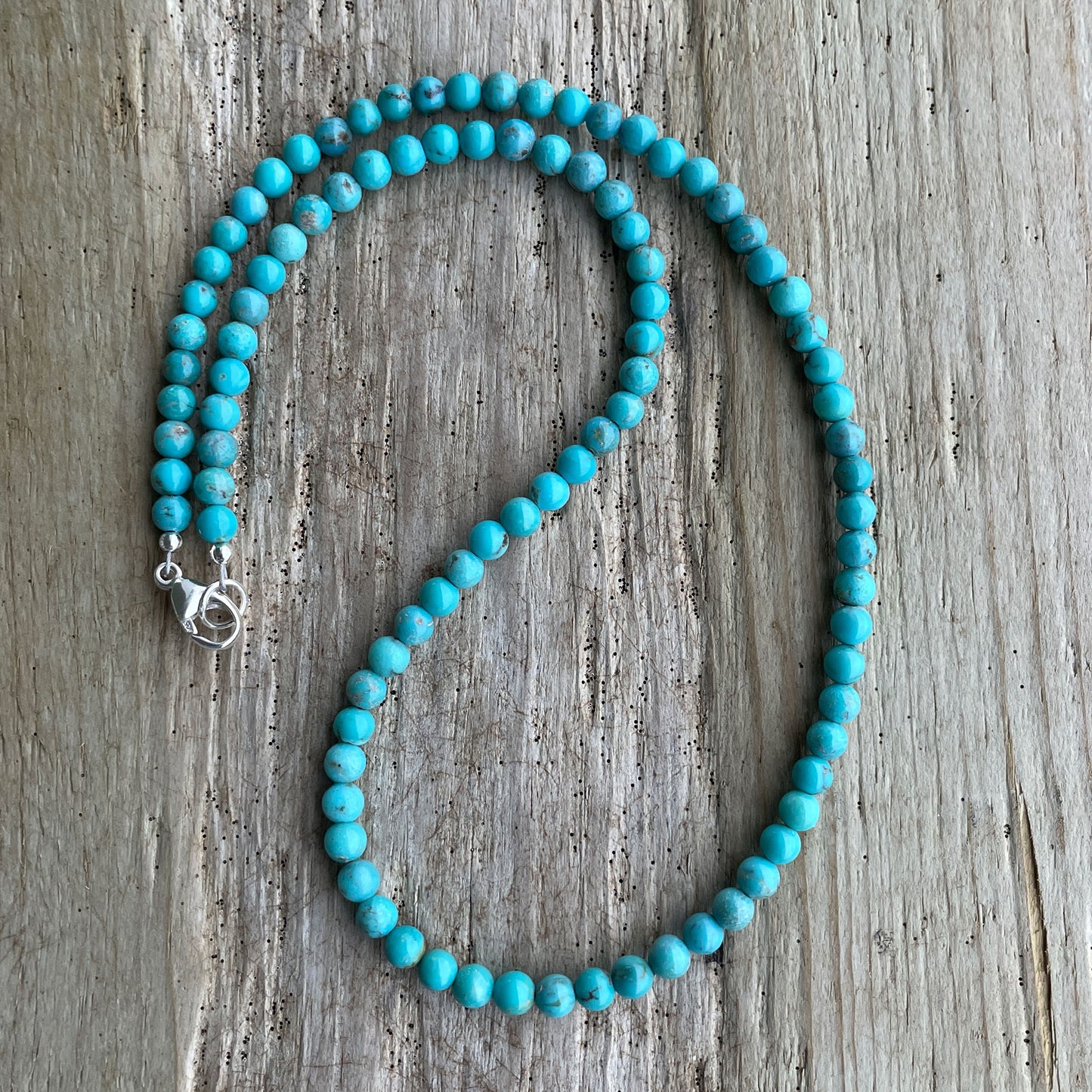 Genuine 4mm Blue Turquoise Bead Necklace Made to Order Lengths