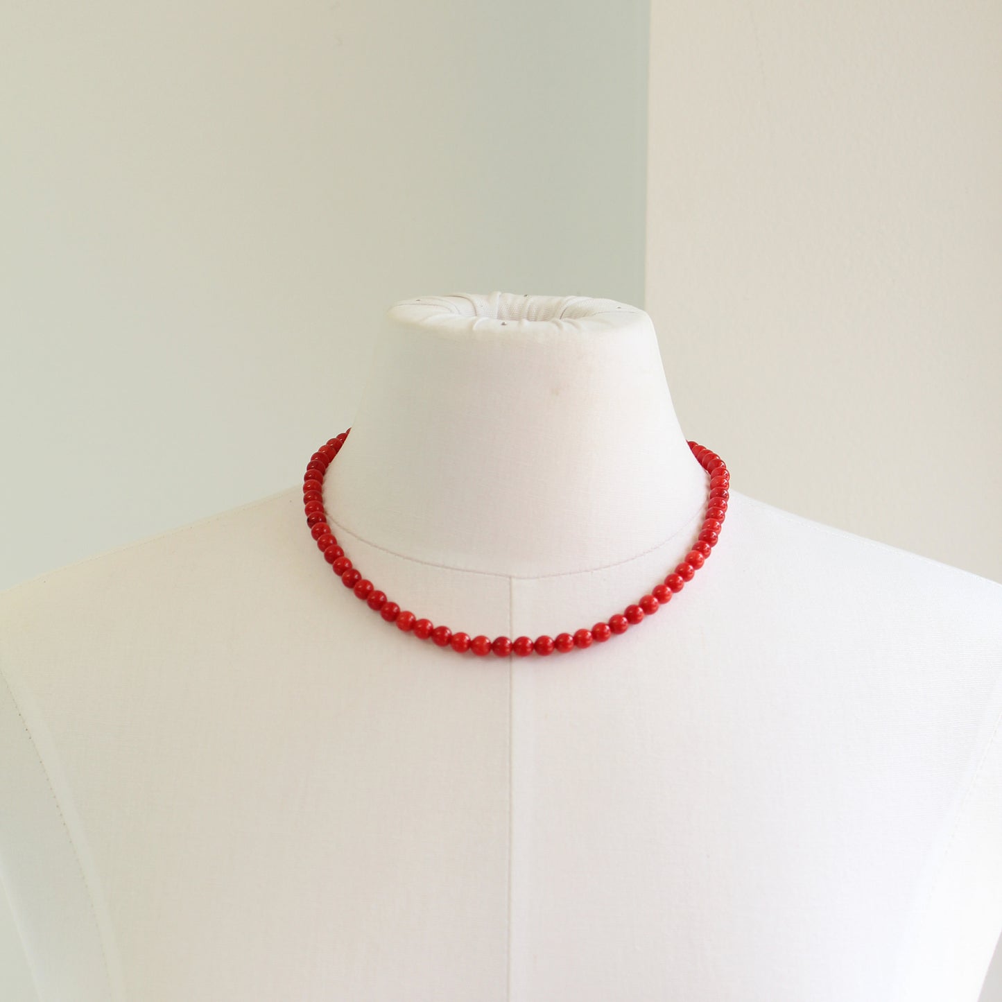 Genuine AAA 6mm Red Bamboo Coral Necklace 18" L