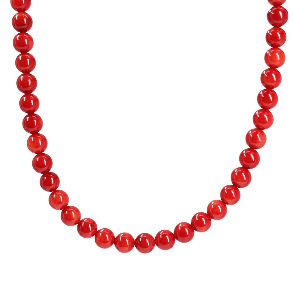 Genuine AAA 6mm Red Bamboo Coral Necklace 18