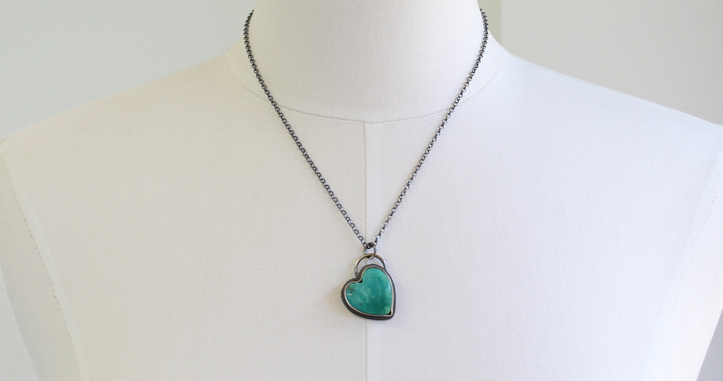 Genuine Turquoise Heart Pendant Necklace