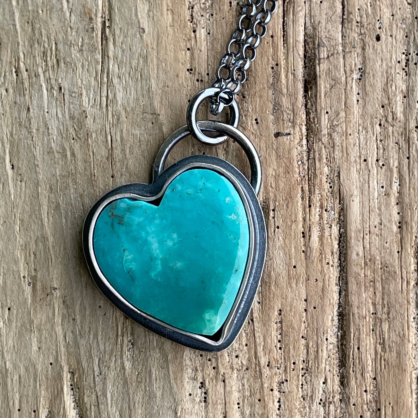 Genuine Turquoise Heart Pendant Necklace