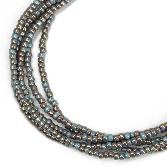 Gilded Marble Turquoise Seed Bead Necklace