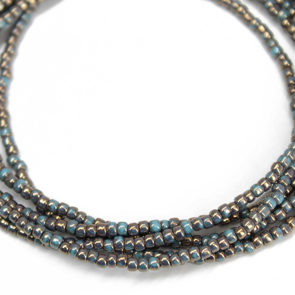 
                      
                        Gilded Marble Turquoise Seed Bead Necklace
                      
                    