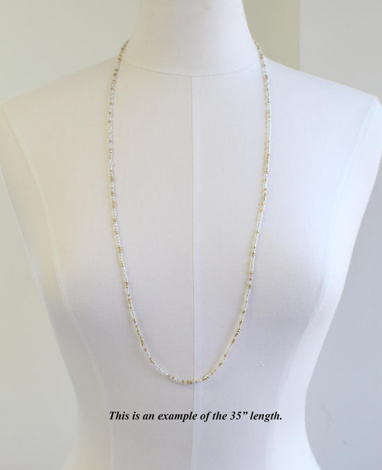 Gold Silver White Seed Bead Necklace