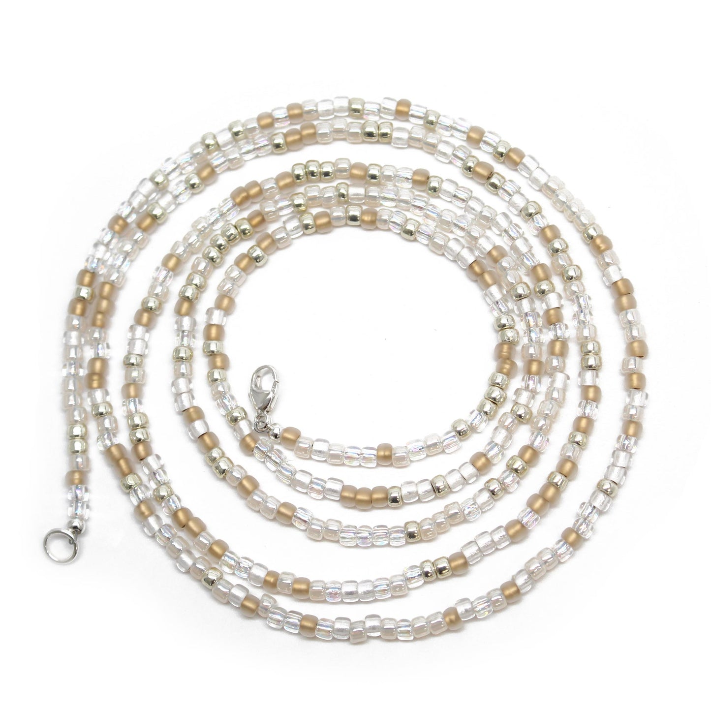 Gold Silver White Seed Bead Necklace