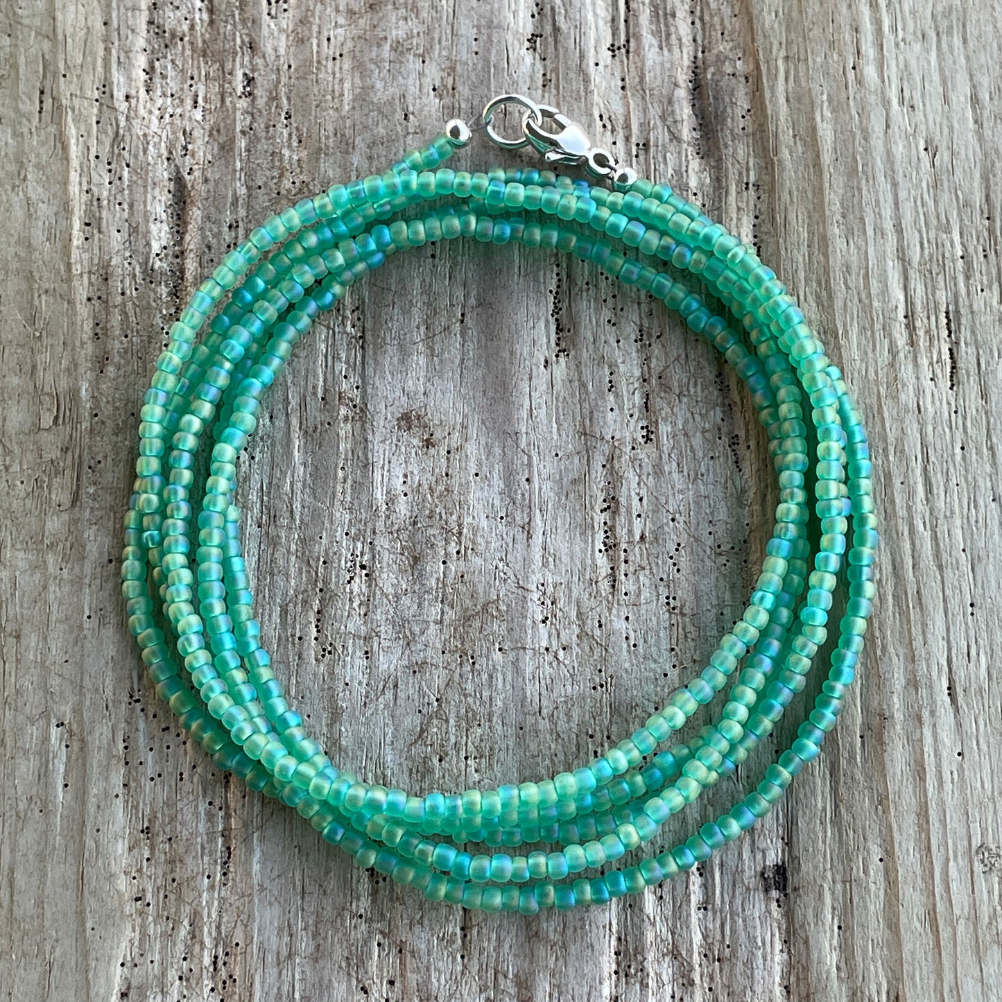 Sea Glass Green Seed Bead Necklace
