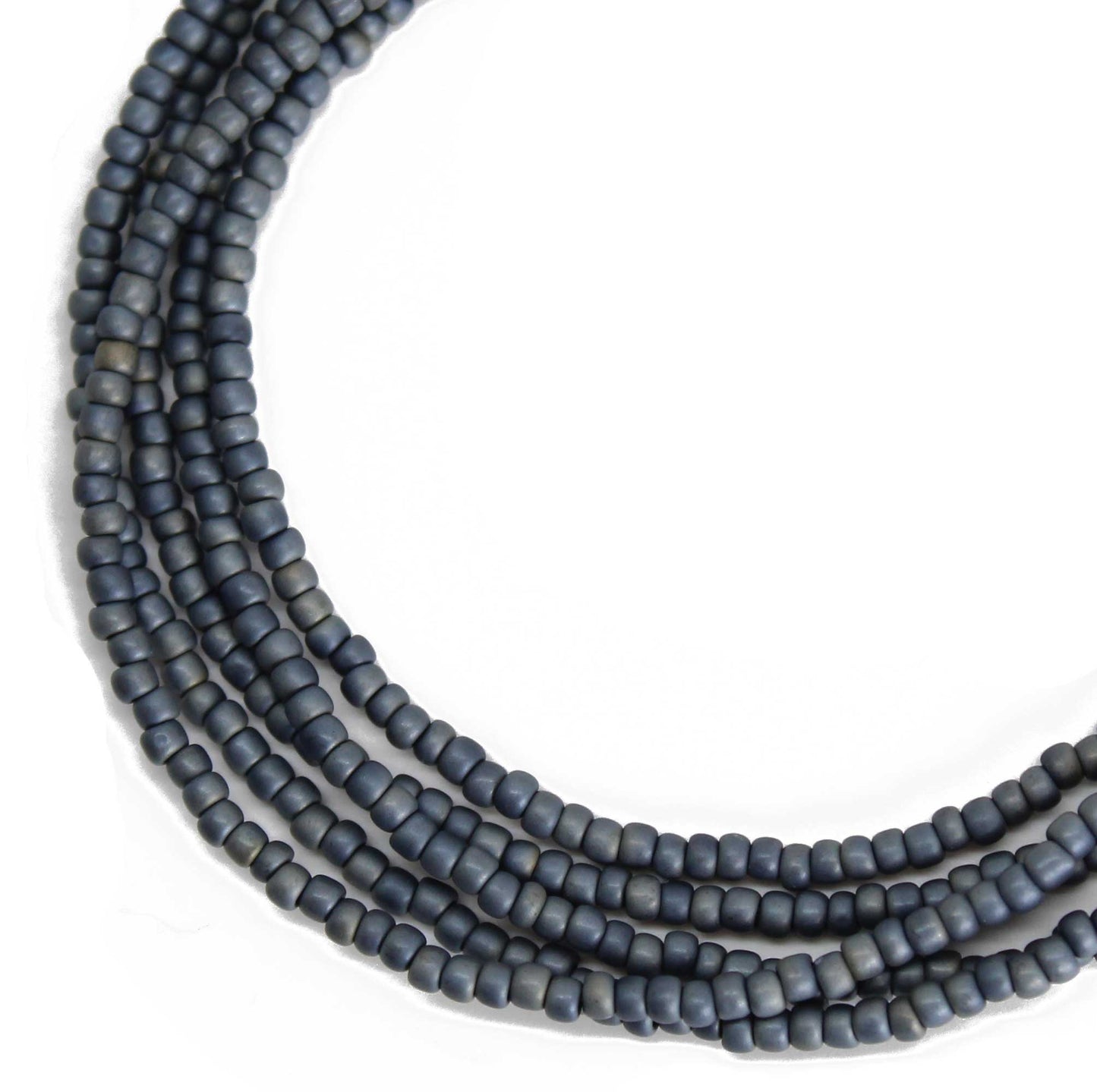 Matte Gun Metal Grey Seed Bead Necklace