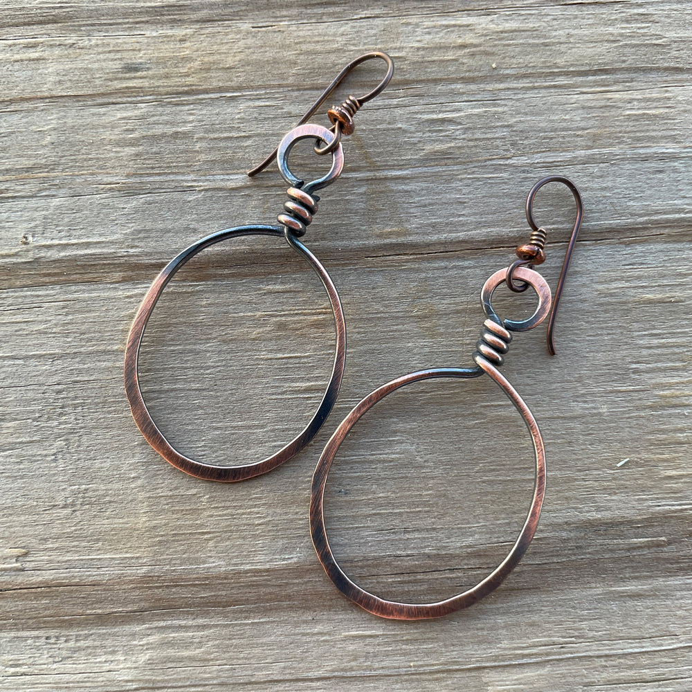 
                      
                        Rustic Hammered Copper Wire Hoop Earrings
                      
                    