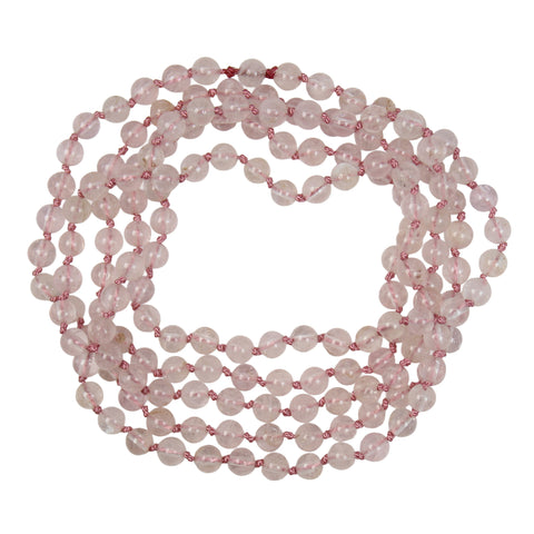 Hand Knotted Morganite Necklace 35 Inch Pale Pink AAA Gemstone