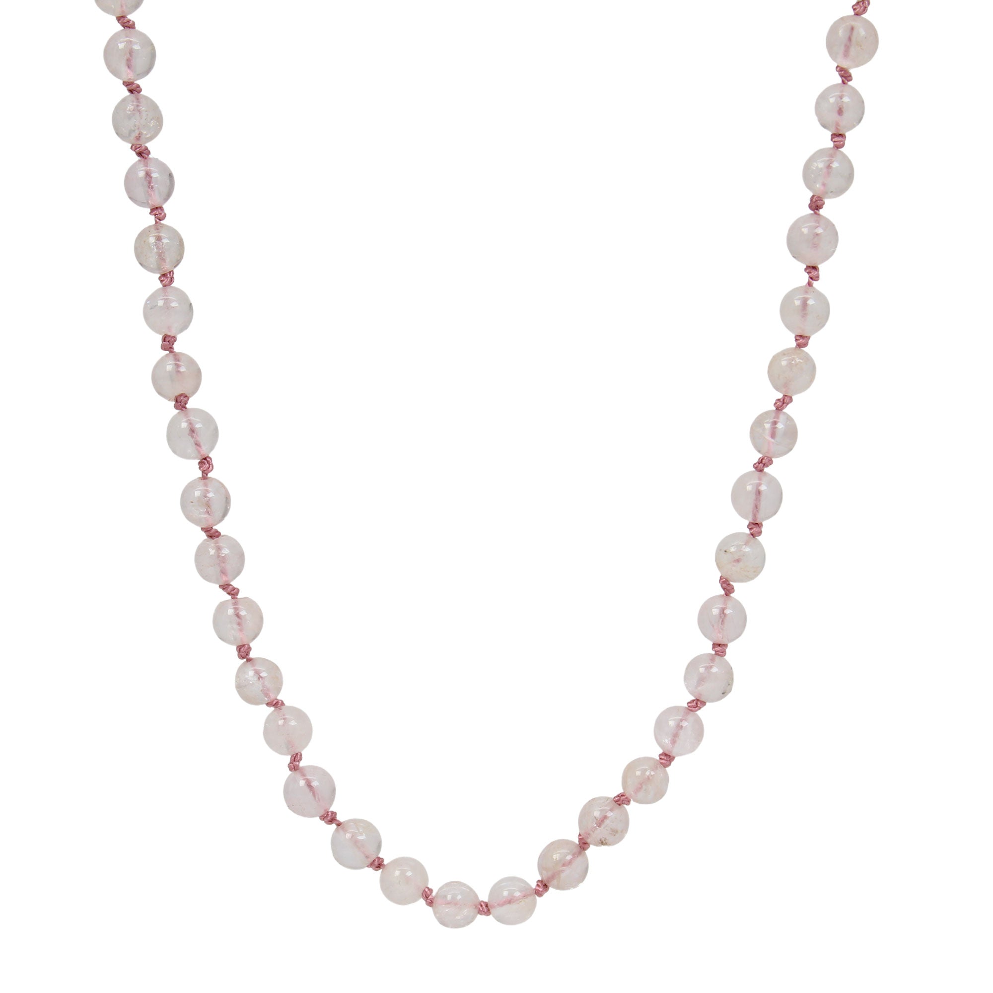 Hand Knotted Morganite Bead Necklace 35 Inch – Kathy Bankston