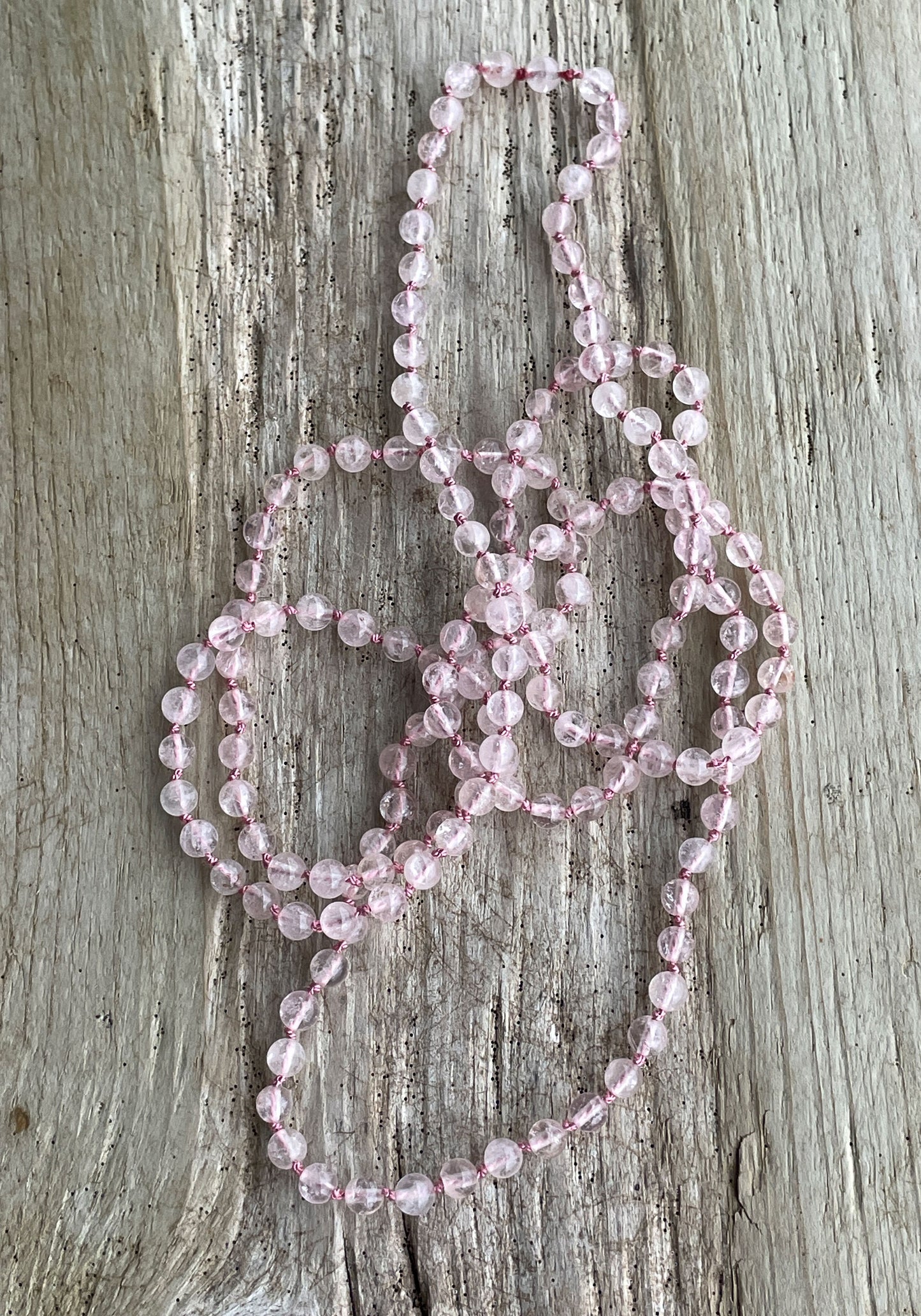 Hand Knotted Morganite Necklace 35 Inch Pale Pink AAA Gemstone