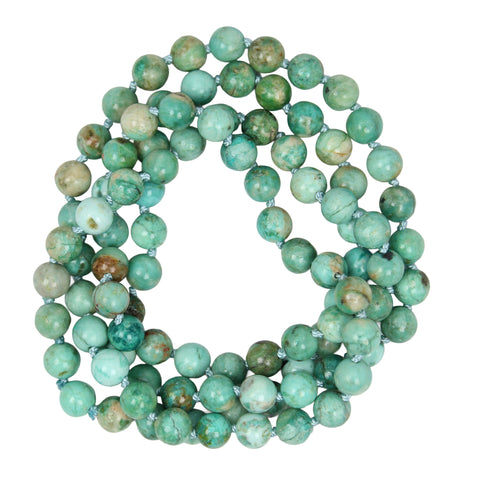Hand Knotted Peruvian Turquoise Necklace 28" Long