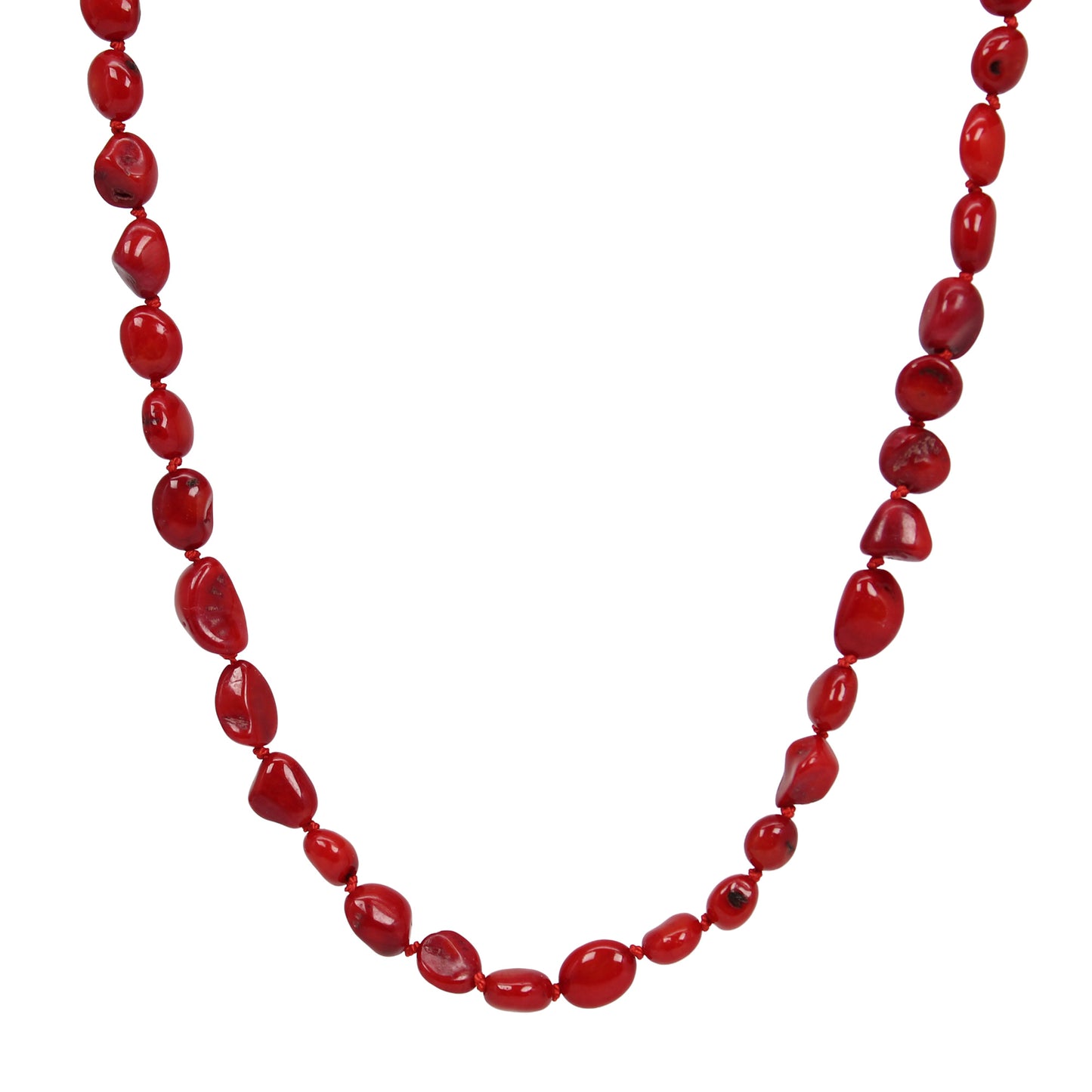 Hand Knotted Red Coral Bead Necklace