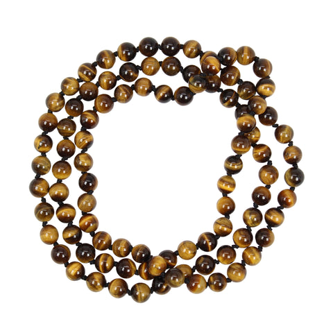 Hand Knotted Tiger's Eye Necklace, 6mm Endless Strand