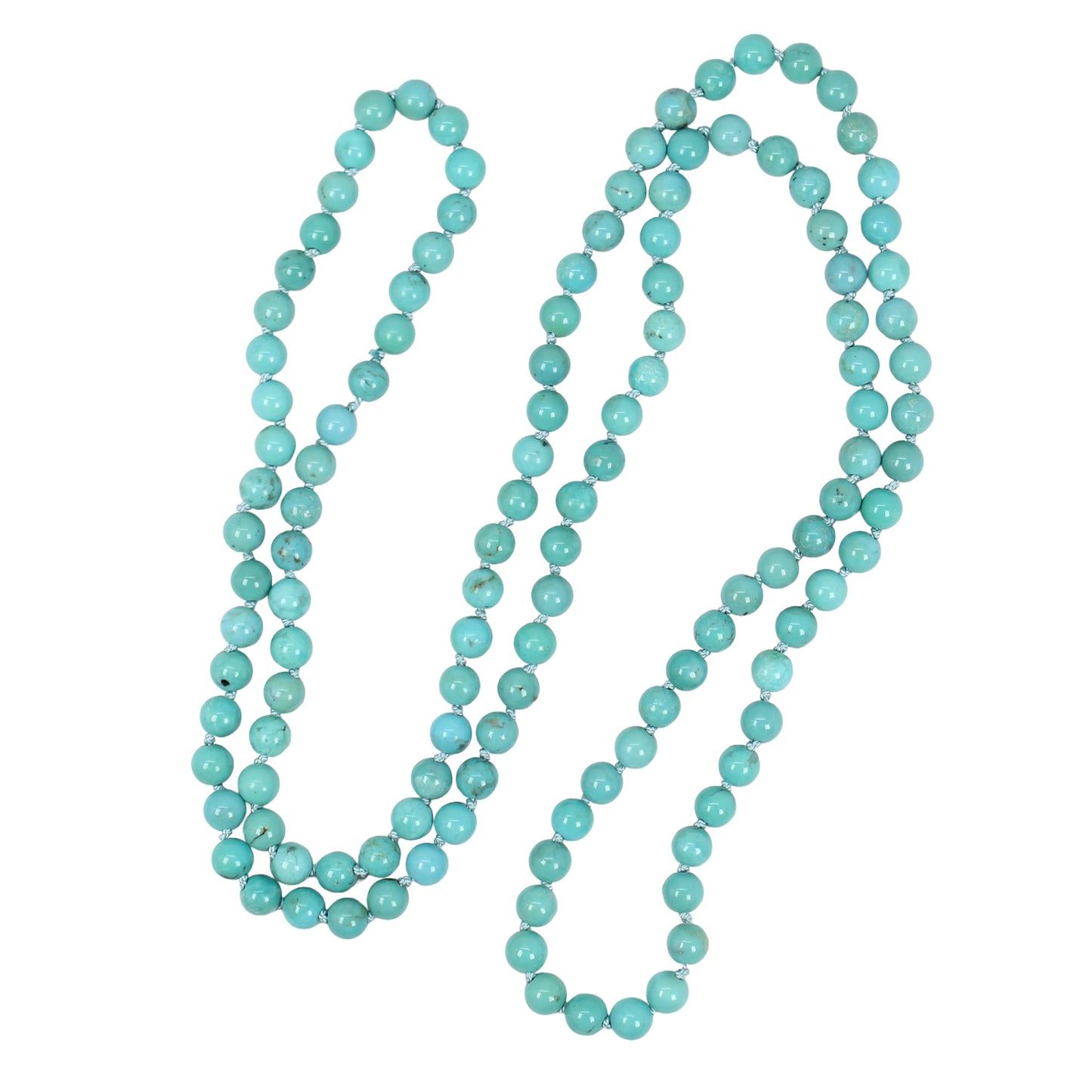Hand Knotted Genuine Turquoise Necklace 35" Long