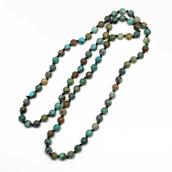 Hand Knotted Hubei Turquoise Bead Necklace, 26 Inch Endless Strand