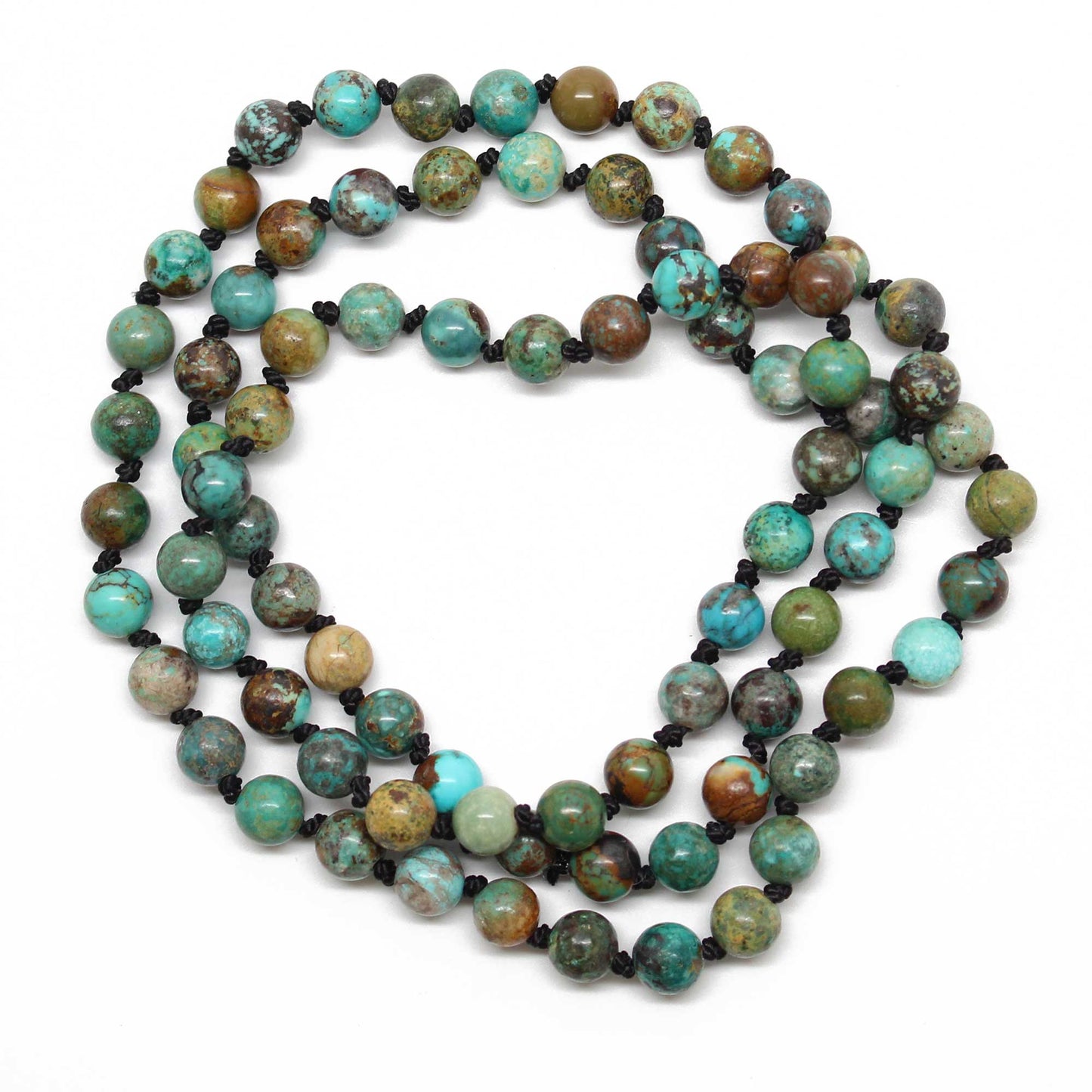 Hand Knotted Hubei Turquoise Bead Necklace, 26 Inch Endless Strand