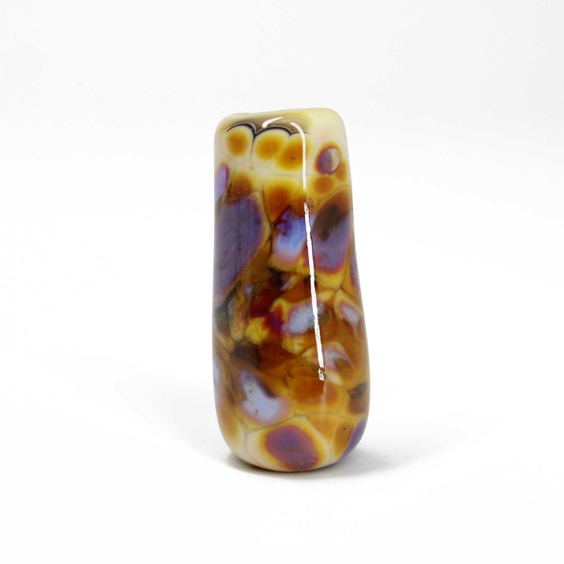 Yellow Gold Purple Glass Lampwork Focal Bead
