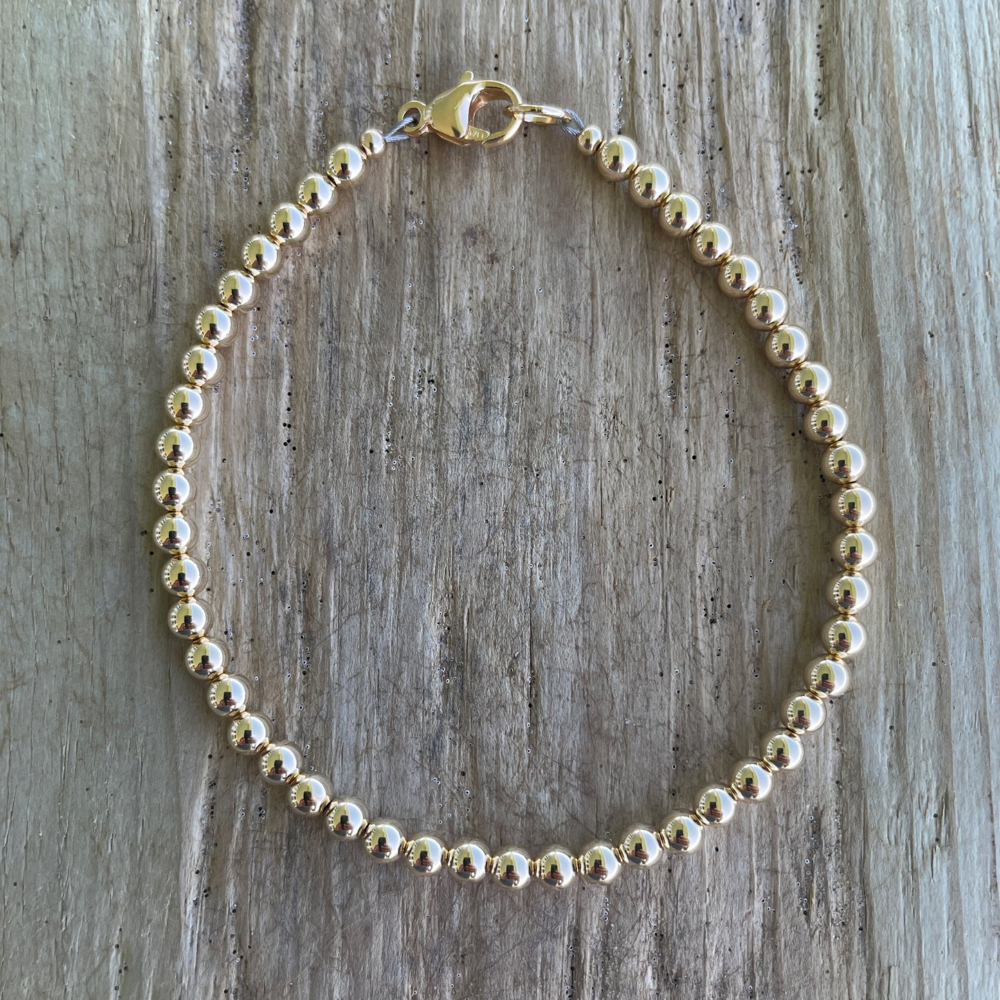 4mm 14K Gold Filled Bead Bracelet with Clasp
