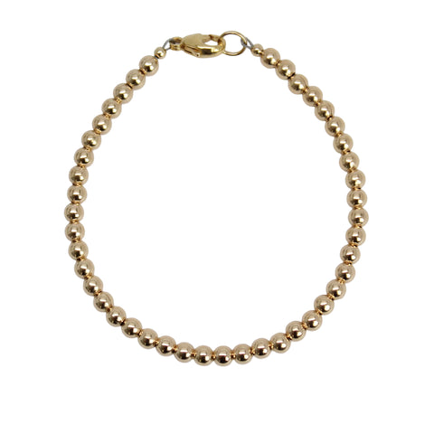 4mm Yellow Gold Filled Bead Bracelet with Lobster Clasp