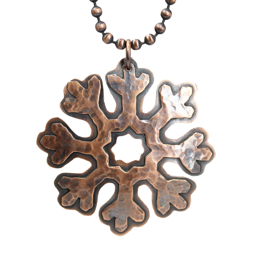 Handmade Copper Snowflake Necklace
